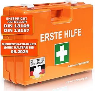 KARAT Kleine Erste Hilfe Kasten für Betriebe DIN 13157:2021 gefüllt inkl. Wandhalterung | 1 Hil…