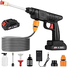 Akku Hochdruckreiniger, 50 Bar 222 L/H | Tragbarer Pistole mit 2 x 1200mAh Akku 5M Schlauch fü…