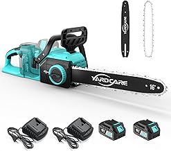 Akku-Kettensäge 16 Zoll, 1600W Bürstenloser Motor, 21 m/s Kettengeschwindigkeit, mit LED-Anzeig…