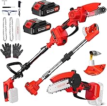 2-In-1 Akku-Hochentaster & Akku-Kettensägen-Set, Mini-Kettensäge kabellos 8 Zoll mit 2 wiederau…