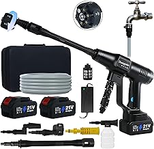200 Bar Akku Hochdruckreiniger mit 2 Akku 4000mAh und Ladegerat, 3-Gang-Modus Druckreiniger Mobil…