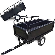 Wiltec Kippanhänger 200 x 78 x 94,5 cm bis 300 kg, Anhänger Kipper für Rasentraktor mit Gitter…