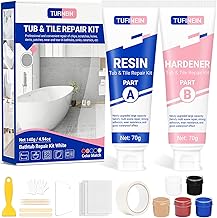 Badewannen Reparaturset Weiß 140g (Farbübereinstimmung), TUFINEIN Emaille Reparaturset für Por…