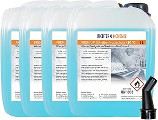 Richter Chemie 20L (4 x 5 Liter) Premium Scheibenfrostschutz -30°C Wischwasser Fertigmix Auto Sc…