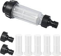 Wasserfilter Gartenschlauch, 3/4 Zoll Wasser Vorfilter Wasserfilter Set mit 5 Filtereinsatz + 2 S…