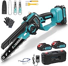 Akku Kettensäge, Mini Kettensäge mit Akku 6 Zoll mit 1000W Bürstenloser Motor, 2 x 2000mAh Akk…