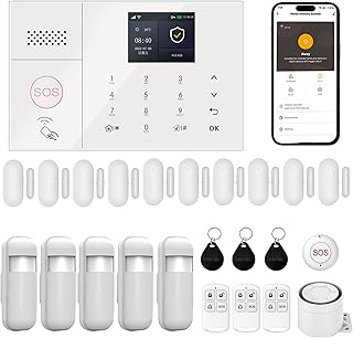 Alarmanlage Haus, WLAN/4G+GSM, Touchscreen, App-Steuerung– 24-teiliges Sicherheitssystem für H…