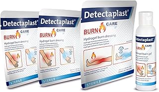 Detectaplast Verbrennungs Kit mit Brandwunden-Kompresse, Brand und Wundgel (2x 10×10 cm, 1x 20×20…