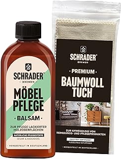 SCHRADER Möbel Pflege Balsam Set – Pflegemittel für lackierte Holzoberflächen mit Poliertuch -…