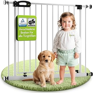 BOMI TÜV GS Siegel Baby Schutzgitter Treppe Merle | Ohne Bohren | 90° Stop | Schließt automati…