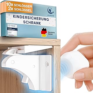 MUTKIND® 10x Magnetische Kindersicherung (Mit starkem TESA-Kleber) + 2x Schlüssel – 100% unsich…