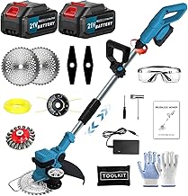 Rasentrimmer mit Akku und Ladegerät, 21V Akku Rasentrimmer für Makita, mit 2X3.0Ah Akku & unkra…