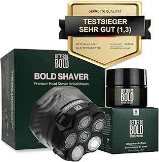 BETTER BE BOLD – Glatzenrasierer & Glatzencreme Anti-Shine 50ml SET – Mattierende Pflege für…