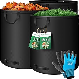 KESSER® Gartensack 3x 272L Set Laubsack Gartenabfallsack inkl. Handschuhe – Selbststehend 4 Grif…