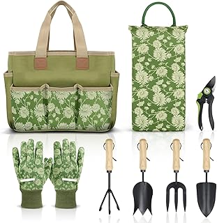 Colwelt Gartengeräte-Set, 8-teilig, Gartengeräte mit Holzgriff, einschließlich Gartentasche, K…