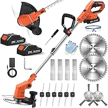 Rasentrimmer Akku 21V, 4-in-1 Freischneider mit 850W Motor und LCD-Anzeige, inkl. Stahlbürste un…