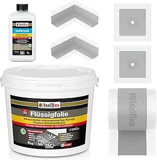 Isolbau Dicht-Set – Inkl. 1x Flüssigfolie (4 kg), 1x Grundierlösung (1 L), 1x Dichtband (5 m), …