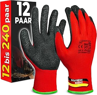 12 Paar Abriebfest Arbeitshandschuhe Herren – Gartenhandschuhe und Montagehandschuhe mit Latexbes…