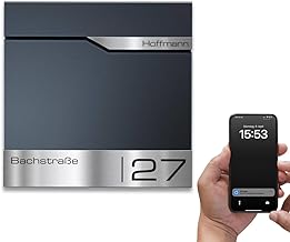 Metzler® Briefkasten mit App-Benachrichtigung und Zeitungsfach anthrazitgrau RAL 7016 aus Stahl …