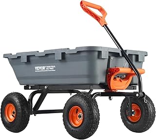 VEVOR Gartenwagen, Gartenkarre mit leicht zu montierendem Stahlrahmen, Kippbarer Transportwagen m…