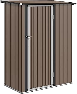 Outsunny Metall Gerätehaus 1,07 m² 142 x 86 x 189 cm Geräteschuppen mit Pultdach Abschließbar…