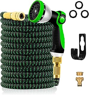 Yofidra Flexibler Gartenschlauch 15m, Strapazierfähiger 3 lagiger Latex Wasserschlauch 3/4 Zoll …
