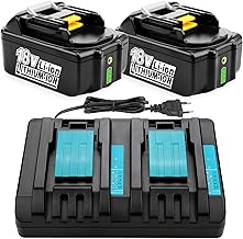 Energup 2 Stück 18V 5000mAh Li-ion Ersatzakku + DC18RD Dual Port Ladegerät für Makita 18V Akku…