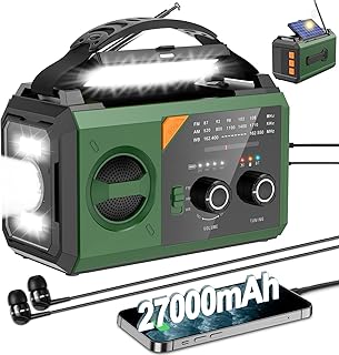 27000mAh Notfallradio mit Kurbel,Solar,Batterie und USB Betriebene,Tragbar AM/FM Wetter Radio mit…