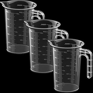 Messbecher 500ml, 3 Stück Mini Messbecher aus Kunststoff, hitzebeständig & präzise abgemessen,…