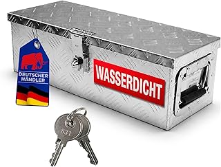 PROREGAL Deichselbox TITAN Anhängerbox für PKW Anhänger Alubox abschließbar mit Deckel & 2 Sc…