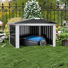 SUPEER Metall Mähroboter Garage mit Satteldach,H62cm*W90.5cm*D88.8cm Geräteschuppen Garten Meta…