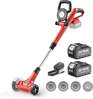 Akku Fugenreiniger 21V Unkrautbürste Elektrisch- Pflasterreiniger mit 2x 4.0Ah Akku, 120 Min. La…
