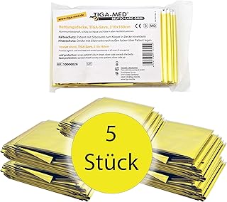 Tiga-Med 5X Rettungsdecke | 5 Stück | für Erste Hilfe, Auto, Notfall, Camping, Survial, Deko | …