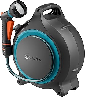 Gardena Mobile Schlauchbox MoveMatic Schlauchaufbewahrung: Ordentlich und tragbar, Einziehbarer G…