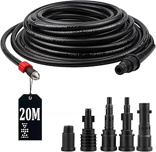 SWAWIS 20M Rohrreinigungsschlauch 180bar 60°C Rohrreinigungsset inkl 5 Adapter für Kärcher/Lav…
