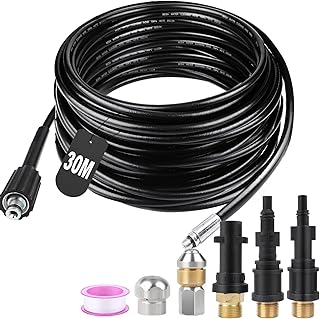 SWAWIS Rohrreinigungsschlauch 30M 180bar 60°C Rohrreinigungsset Abflussreiniger Schlauch mit Dü…