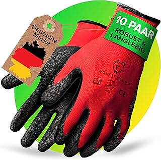 WOLFSFELLER 10 Paar robuste & komfortable Handschuhe Arbeitshandschuhe Herren Gr 10 – Arbeitshand…