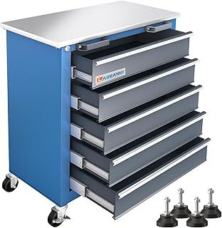 LARBANKE Werkzeugschrank mit 5 Schubladen, Verriegelung aus Metall mit Schubladeneinlagen, rutsch…