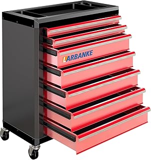 LARBANKE Rollender Werkzeugschrank mit 7 Schubladen mit Schlossfutter und Schublade, Werkzeugkoff…