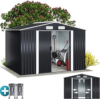 GARDEBRUK® XXL Metall Gerätehaus 5m² mit Fundament 257x205x178cm Schiebetür Anthrazit Geräte…