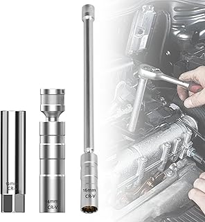 3 Stück Zündkerzenschlüssel Set, Glühkerzenschlüssel 12mm/14mm/16mm, Magnetische 360° Drehb…