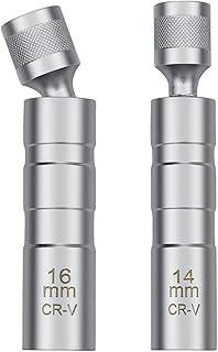 2 Stück Zündkerzenschlüssel 14mm & 16mm, Magnetisch Flexibel Universal Zündkerzenstecker Set,…
