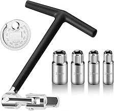 6 Zündkerzenschlüssel Set,14/16/18/21mm,T-Griff,Schwarz | Zündkerzen Spaltmessgerät, für Bee…