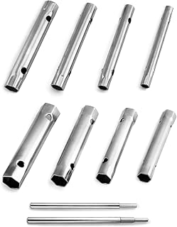QWORK 10-tlg Rohrsteckschlüsselsatz, Steckschlüssel Zündkerzenschlüssel 6 x 7-20 x 22 mm Metr…