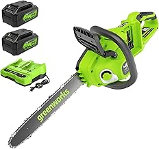 Greenworks 48V (24V x 2) Akku Kettensäge mit bürstenlosem Motor, 35cm Blattlänge, 20 m/s Kette…