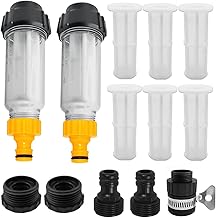Wasserfilter Gartenschlauch Set, 2 Stück 3/4 Zoll Wasser Vorfilter Wasserfilter mit 6 Filtereins…