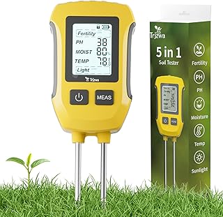 5-in-1 Bodenmessgerät mit LCD-Display für Pflanzen, Garten & Rasen | Misst Bodenfeuchte,pH-Wert…