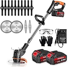 21V Akku Rasentrimmer, 2 x2,0AhAkku und Ladegerät, 2 in 1 Elektrischer Freischneider/Rasentrimme…