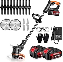 21V Akku Rasentrimmer, 2 x2,0AhAkku und Ladegerät, 2 in 1 Elektrischer Freischneider/Rasentrimme…