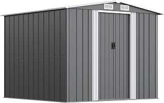 Devoko Gerätehaus Metall Groß, 234 x 200 x 192 cm, 8.9 m³ Geräteschuppen mit Fundament, Schie…